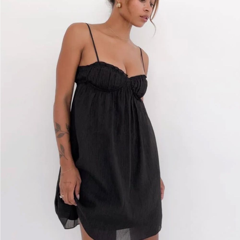 Rumored Black Mini Dress with Spaghetti Straps